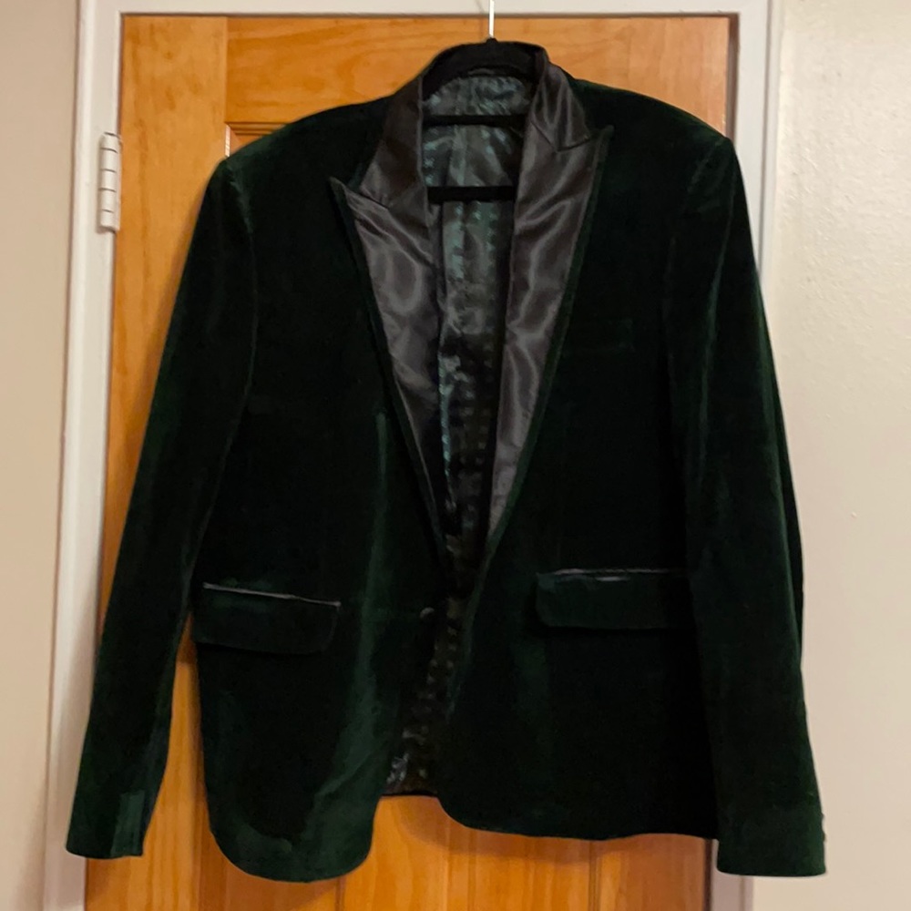 Forest green suede tux jacket